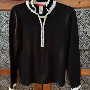 Anne Klein Black Sweater with White Accents